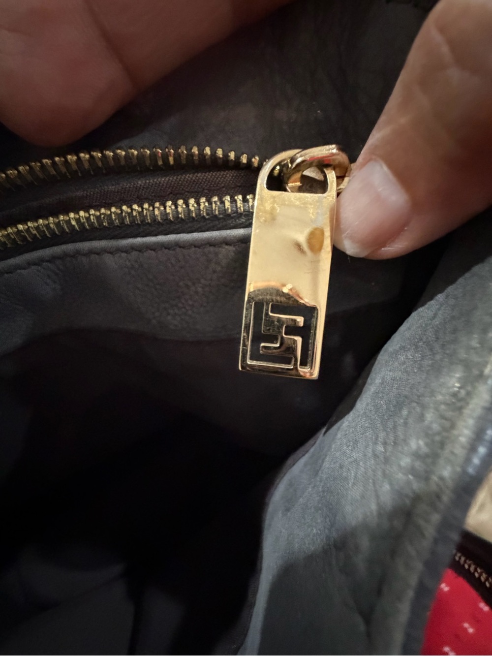 Fendi Gray Nubuck Tote with Gold F Logo - Picture 6 of 8
